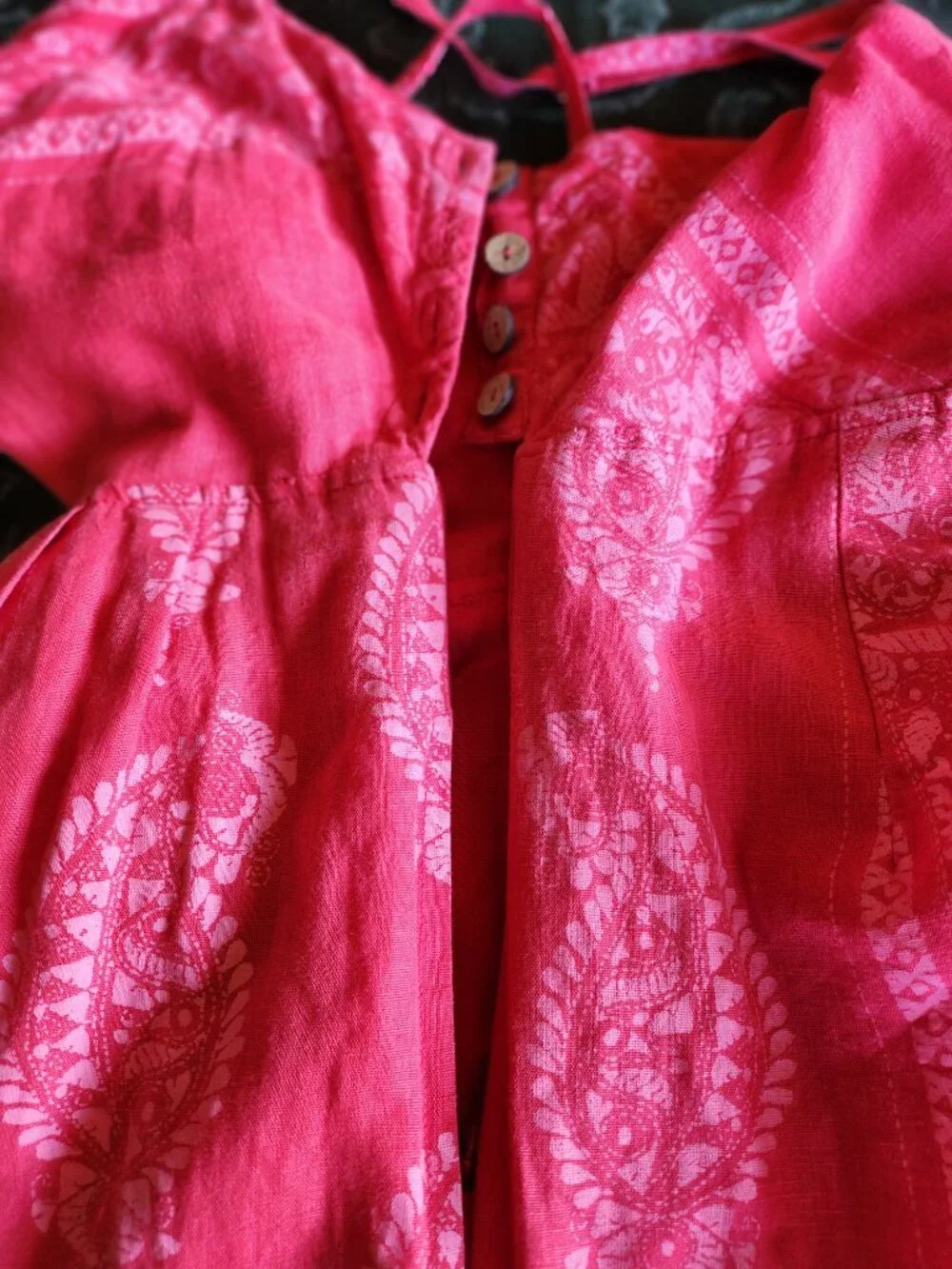 Free People Feel The Sun Linen Bandana Paisley Cutout Jumpsuit Romper Red 6